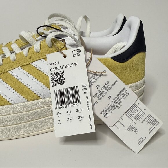 💛 Adidas Gazelle Bold Platform Sneakers YELLOW/WHITE Women's Size 6 - Picture 10 of 10